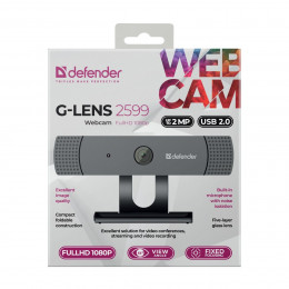 Веб-камера G-lens 2599 FullHD 1080p, 2МП Defender (Страна происхождения Китай) Артикул 63199