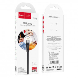 Кабель HOCO X53 for Lightining, 1 метр, (Силиконовый) цвет: black