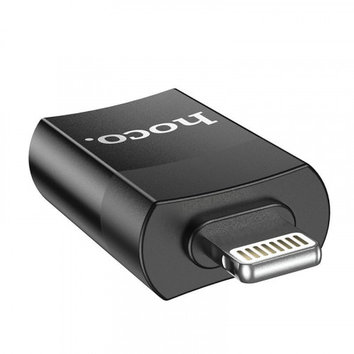Адаптер OTG HOCO UA17 IP (m) папа to USB(f) мама 2.0 чёрный