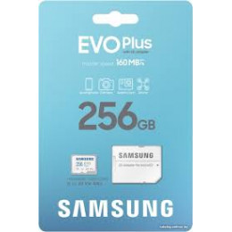 MicroSDXC 256GB Samsung Class 10 Evo Plus A2 V30 UHS-I (R/W 160/90 MB/s) + SD адаптер