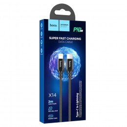 Кабель HOCO X14 Double speed PD charging data Tape-C for Lightning (L=1m) black