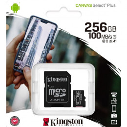 Kingston 256GB micSDXC Canvas Select Plus 100R A1 C10 Single Pack w/o ADP