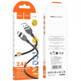 Кабель HOCO X109 USB - MicroUSB , 1м, (Силиконовый), black