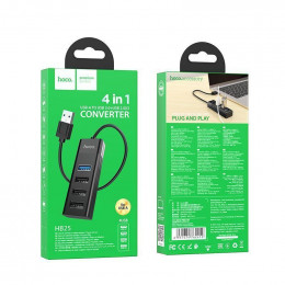 USB - хаб на 4 HOCO HB25 4in1 (USB to USB3.0+USB2.0*3) black