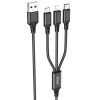 Кабель Hoco X76 USB Type-A - microUSB/USB Type-C/Lightning (1 м, черный)