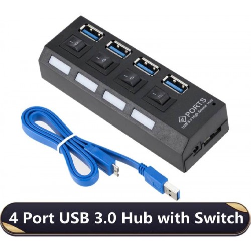 USB - Хаб MRM JC401A 4USB Ports 3.0 с переключателем (Black) (A934)