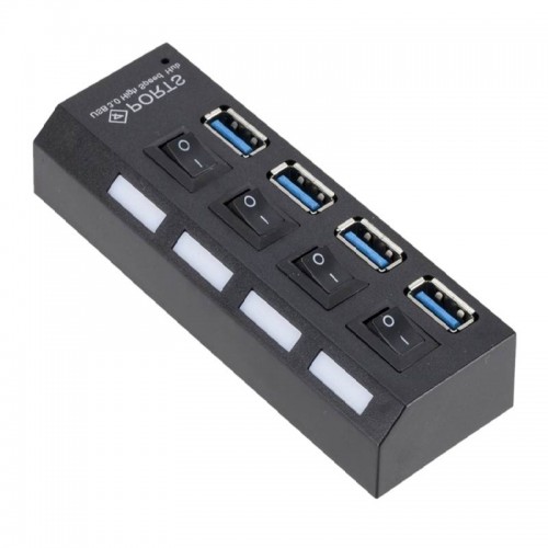 USB - Хаб MRM JC401A 4USB Ports 3.0 с переключателем (Black) (A934)