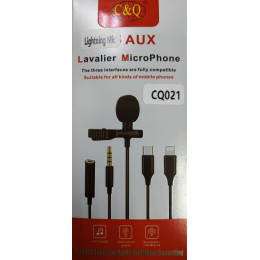 Микрофон CQ021 (Lightning) петличный, 1.5m