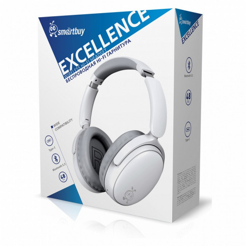 Наушники полноразмерные SmartBuy EXCELLENCE Bluetooth, Hi-Fi, серый, складная контрукция (SBH913)