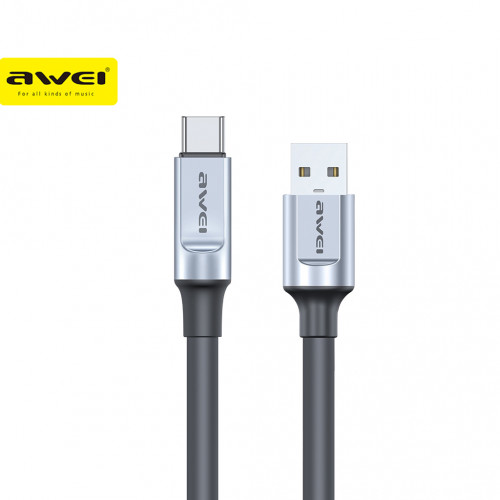 Кабель AWEI CL-206T USB-Type-C (5A) (Силикон) 1м. Black