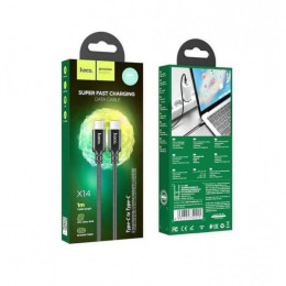 Кабель HOCO X14 Double speed PD charging data Type-C(m) to Type-C(m) (L=1m,60w) black