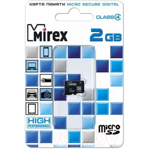 Карта памяти microSD с адаптером MIREX 2Gb 13613-ADTMSD02 13613-ADTMSD02