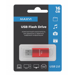 USB флеш-накопитель Maxvi MP 16GB 2.0 red FD16GBUSB20C10MP, Страна происхождения: КИТАЙ