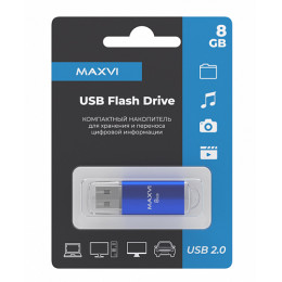 USB флеш-накопитель Maxvi MP 8GB 2.0 blue FD8GBUSB20C10MP, Страна происхождения: КИТАЙ