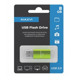 USB флеш-накопитель Maxvi MP 8GB 2.0 green FD8GBUSB20C10MP, Страна происхождения: КИТАЙ