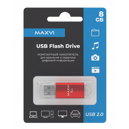 USB флеш-накопитель Maxvi MP 8GB 2.0 red FD8GBUSB20C10MP, Страна происхождения: КИТАЙ