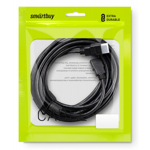 Кабель Smartbuy HDMI to HDMI ver.1.4b (5 m K-352), 2 фильтра
