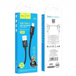 Кабель HOCO X89 USB - Type-C 1 м, 3A, черный (тканевая оплетка)