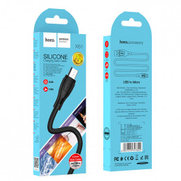 Кабель HOCO X61 USB - micro USB 1 метр, (Силиконовый) цвет: black