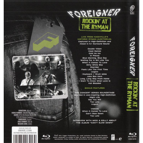 Foreigner – Rockin' At The Ryman (Blu-Ray Disc)