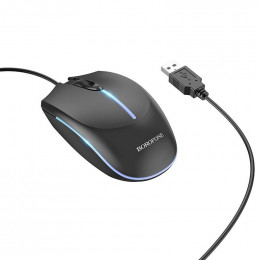 Опт. мышь Borofone BG10 Black (1,5m, 1000dpi, RGB)