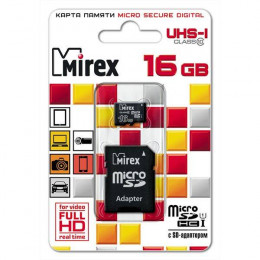 Mirex microSDHC UHS-I (Class 10) 16GB + адаптер [13613-ADSUHS16]