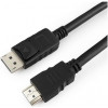 Кабель DisplayPort->HDMI Cablexpert CC-DP-HDMI-1M, 1м, 20M/19M, черный, экран, пакет