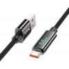 Кабель USB2.0 Hoco АM/Type-C, 5А, 66Вт, с дисплеем, U125, 1.2м, черный, коробка