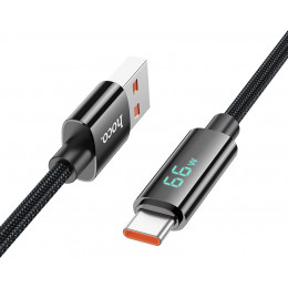 Кабель USB2.0 Hoco АM/Type-C, 5А, 66Вт, с дисплеем, U125, 1.2м, черный, коробка