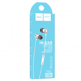 Проводные наушники-вставки с микрофоном Hoco M16 серебряный