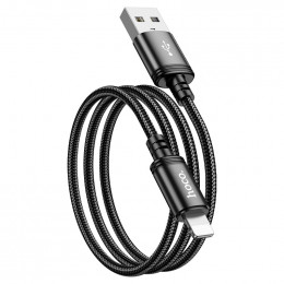 Кабель HOCO DU37 USB - Lighting, 1м, black (в оплетке вязаный) 1/31