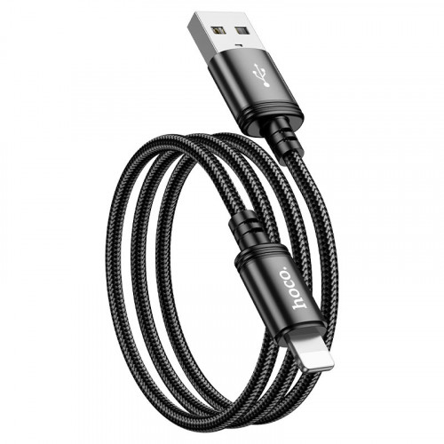 Кабель HOCO DU37 USB - Lighting, 1м, black (в оплетке вязаный) 1/31