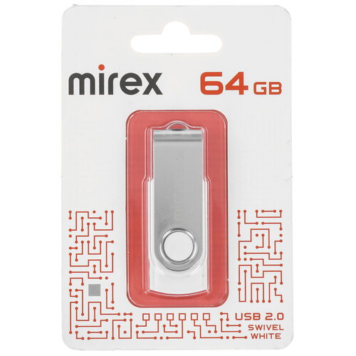 USB флэш-накопитель 64 ГБ Mirex SWIVEL WHITE 64GB (ecopack)