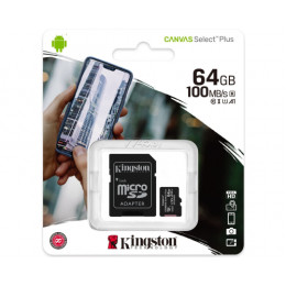 Карта памяти Kingston Canvas Select Plus microSDXC 64GB SDCS2/64GB (с адаптером)