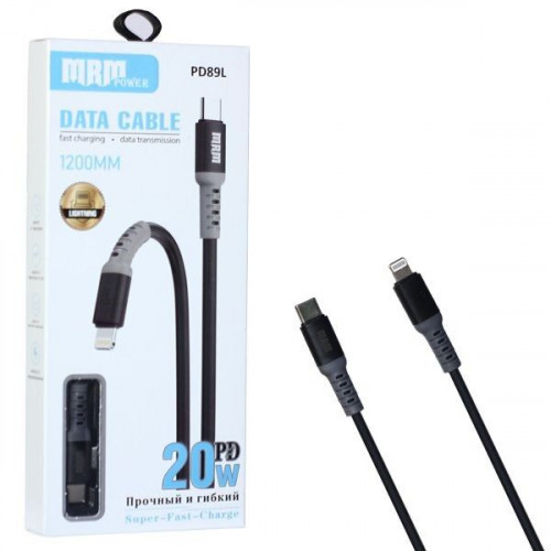 Кабель MRM PD89L Type-C - Lighting 3.1A 20W 1200mm (Black) силикон