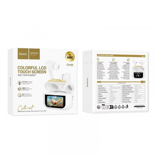 Наушники TWS HOCO EW88 (сенсорный экран,ANC) белый (BT5.4)