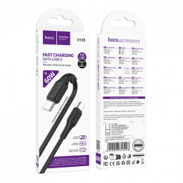 Кабель HOCO X120 Type-C(m) to Type-C(m) , черный (1.0м, 60W)