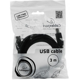 Кабель USB2.0 Cablexpert CCF-USB2-AMBM-10, AM/BM, медь, двойн.экран, фер.кольцо, Pro, 3м, чер, пакет