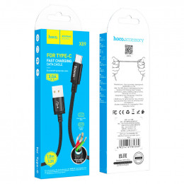 Кабель HOCO X89 USB - Type-C 2 м, 3A, черный (тканевая оплетка)