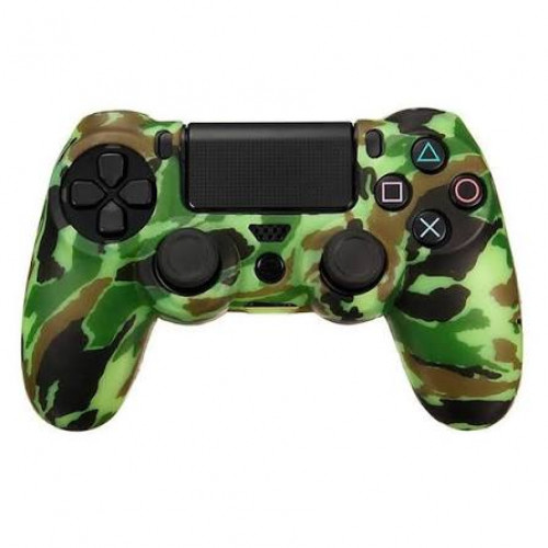 Защитный силиконовый чехол для геймпада Non-Slip Sony Dualshock 4 (Чёрно-зелёный камуфляж)