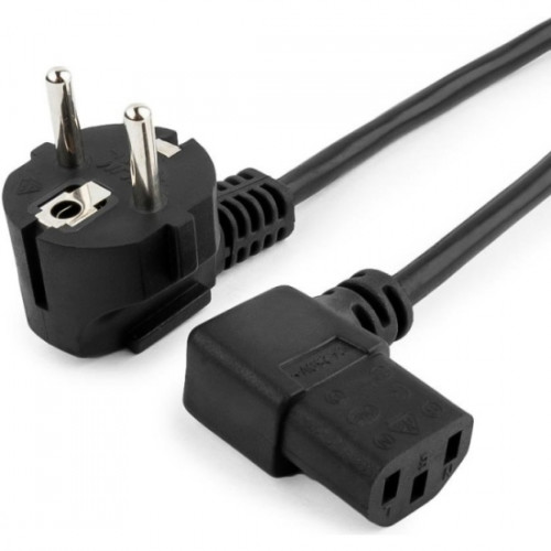 Кабель питания Cablexpert PC-186A-VDE, 1.8м, Schuko- C13, VDE, 10А, черный, угловой разъем, с заземлением, пакет