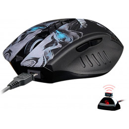 Мышь A4Tech Bloody R80 Plus Skull черный/рисунок оптическая (5000dpi) беспроводная USB (7but) R80 PLUS (SKULL)