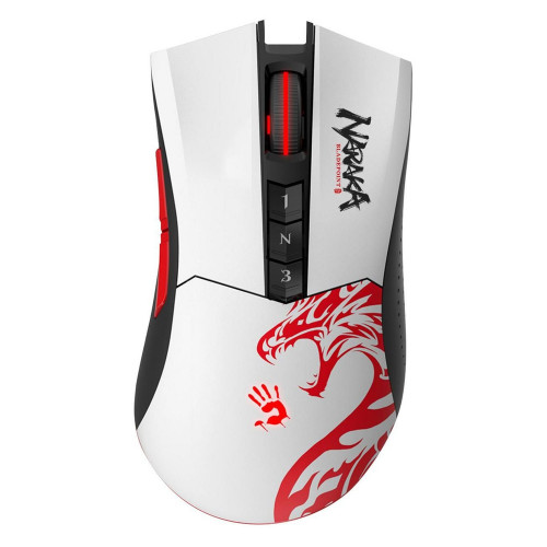 Мышь A4Tech Bloody R90 Plus Naraka белый/рисунок оптическая (5000dpi) беспроводная USB (7but) R90 PLUS NARAKA