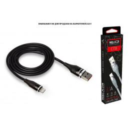 Дата-кабель WALKER C735, USB - Lightning, прорезиненный, с металл. разъемами (3.1А), черный