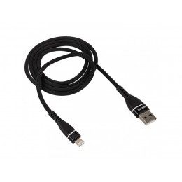 Дата-кабель WALKER C735, USB - Lightning, прорезиненный, с металл. разъемами (3.1А), черный