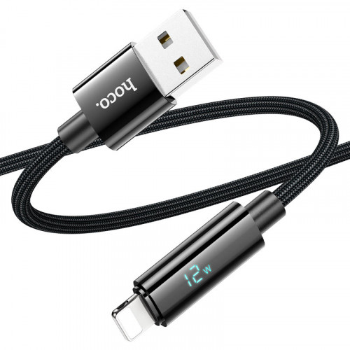 Кабель HOCO U125 USB - iphone, 5A,1.2м, Black (LEDdisplay)