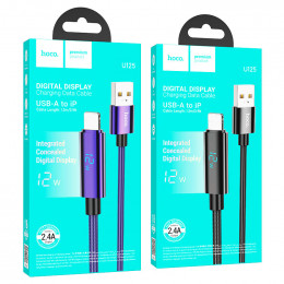 Кабель HOCO U125 USB - iphone, 5A,1.2м, Black (LEDdisplay)