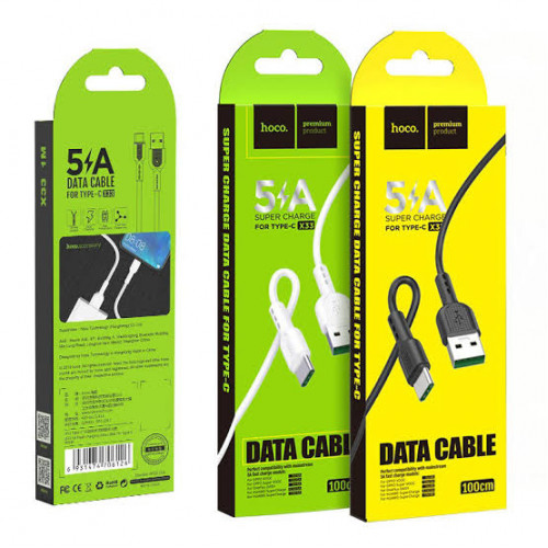 Кабель USB2.0 Hoco AM/Type-C, 5А, X33, 1м, белый, коробка