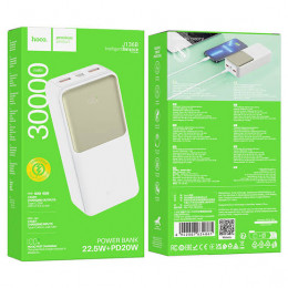 Портативный аккумулятор Hoco J136B, 30000мАч, QC/PD, 3A, с дисплеем, белый