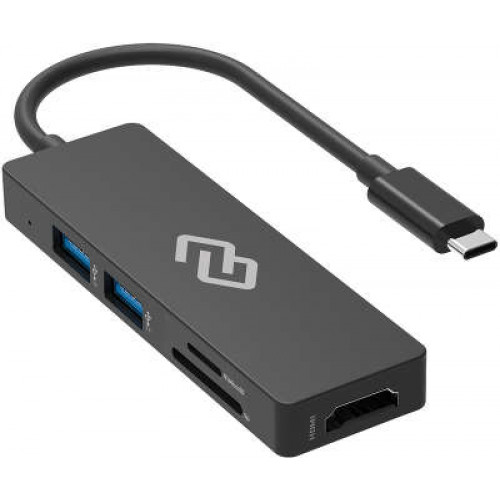 Док-станция Type-C Gembird UHB-D1, 5в1: 3хUSB3.1, Type-C PD100W, HDMI, кабель 17см, алюминий